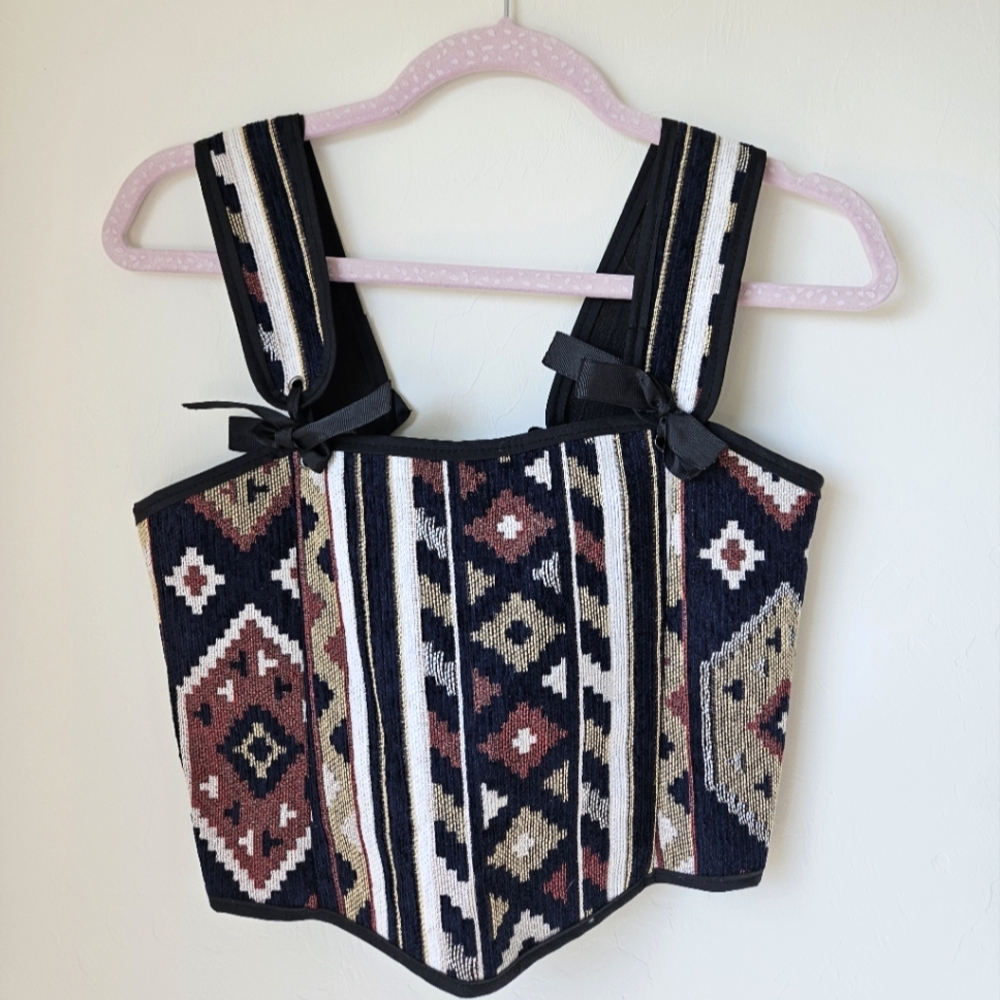 Fun Lace Up Corset Top with Bows Size Small